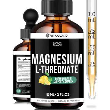 Magnesium L-Threonate Liquid Drops – 500mg High-Absorption Brain Support Supplement, Lemon Flavor, 60ML | Memory, Focus & Relaxation | Vegan, Gluten-Free, Non-GMO