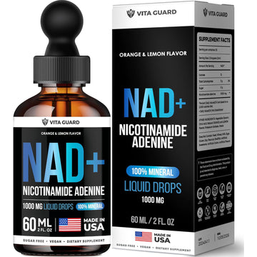 Pure NAD+ Supplements 1000mg Liquid Drops for Women & Man | Nicotinamide Adenine Similar to Nicotinamide Riboside NAD Plus Boosting Supplement - Natural Lemon & Orange Flavor