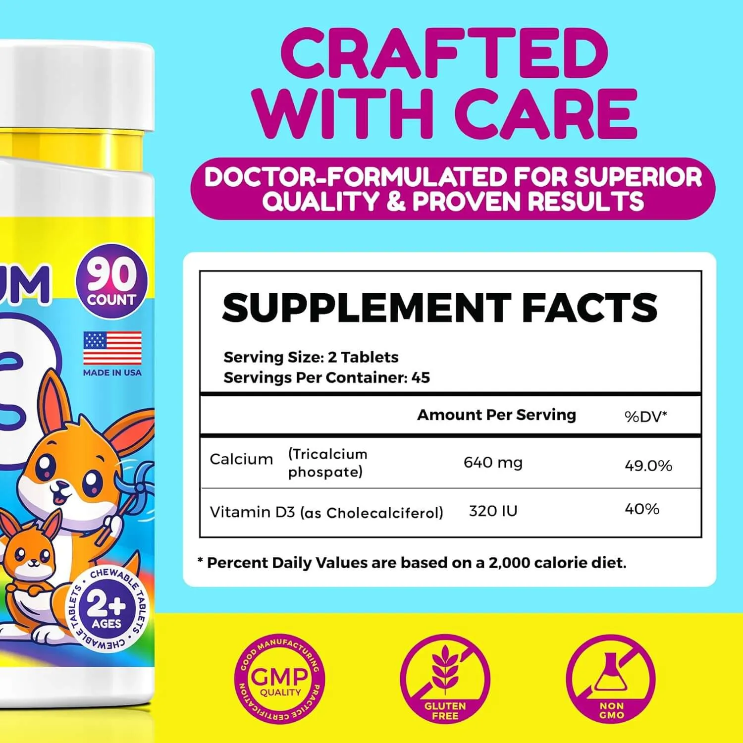 Calcium with Vitamin D3 Chewable Tablets for Kids — Milk Flavor — view 3