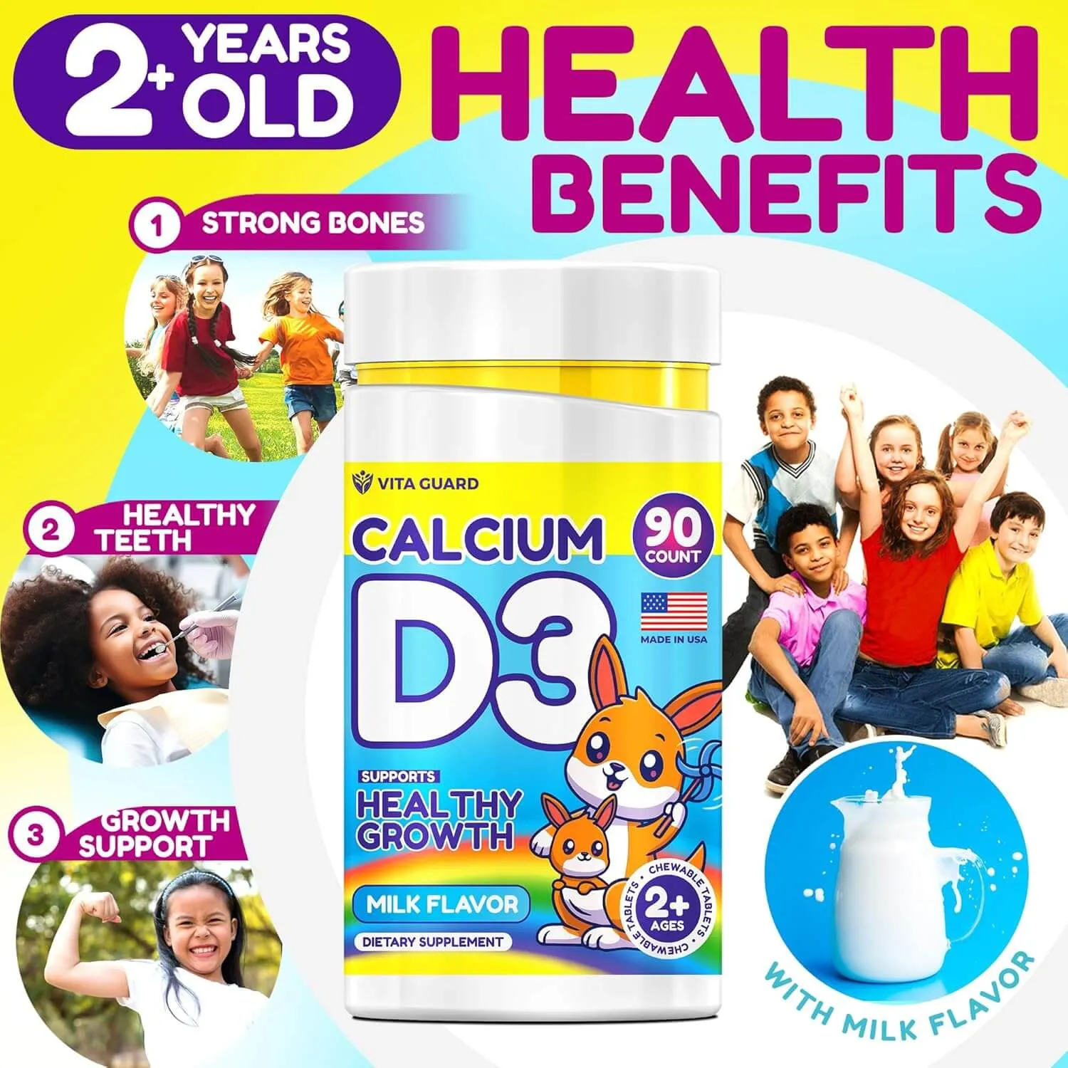 Calcium with Vitamin D3 Chewable Tablets for Kids — Milk Flavor — view 4