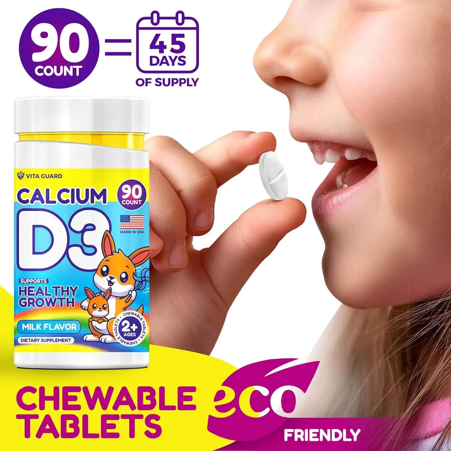 Calcium with Vitamin D3 Chewable Tablets for Kids — Milk Flavor — view 5