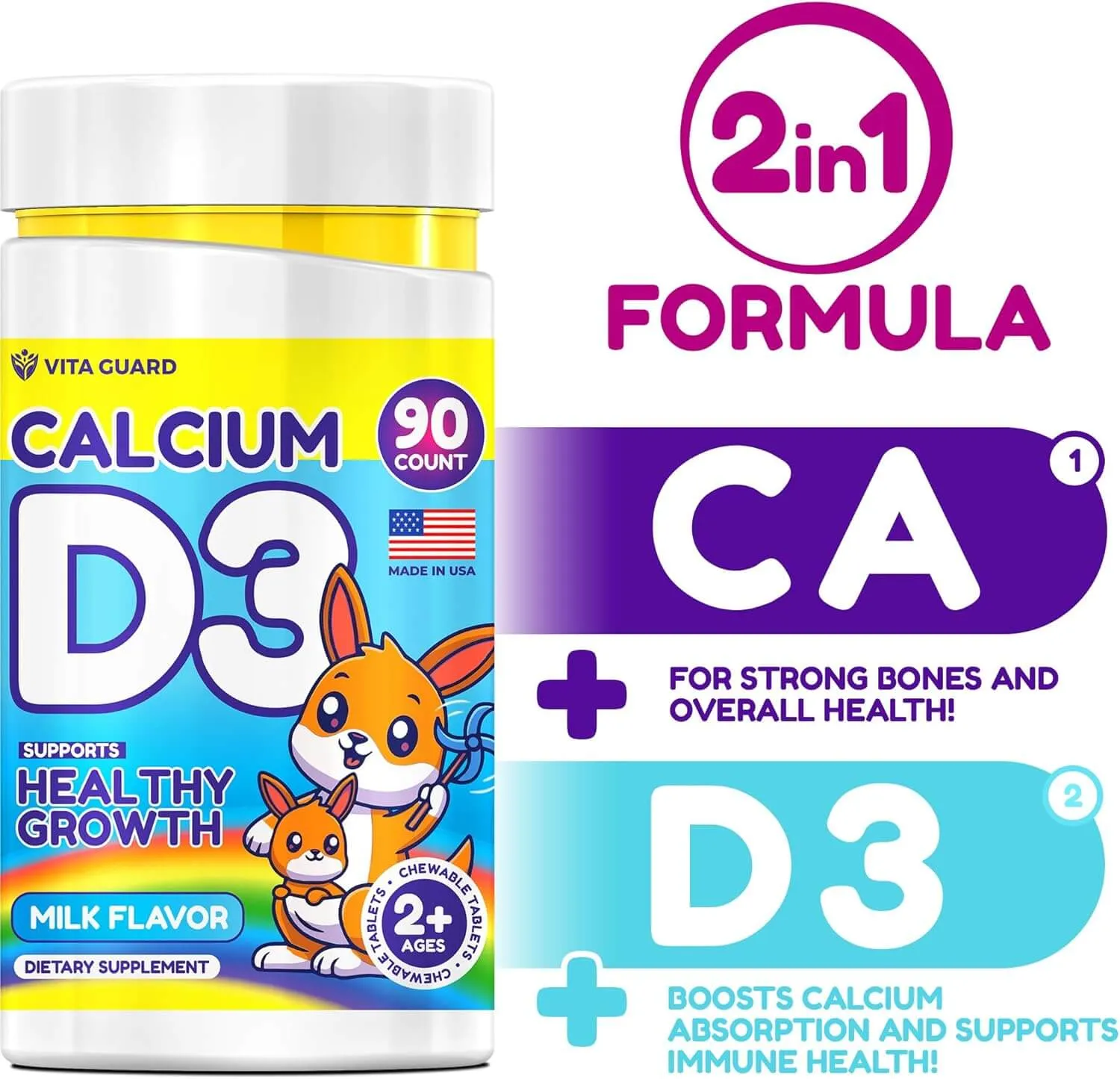 Calcium with Vitamin D3 Chewable Tablets for Kids — Milk Flavor — view 6