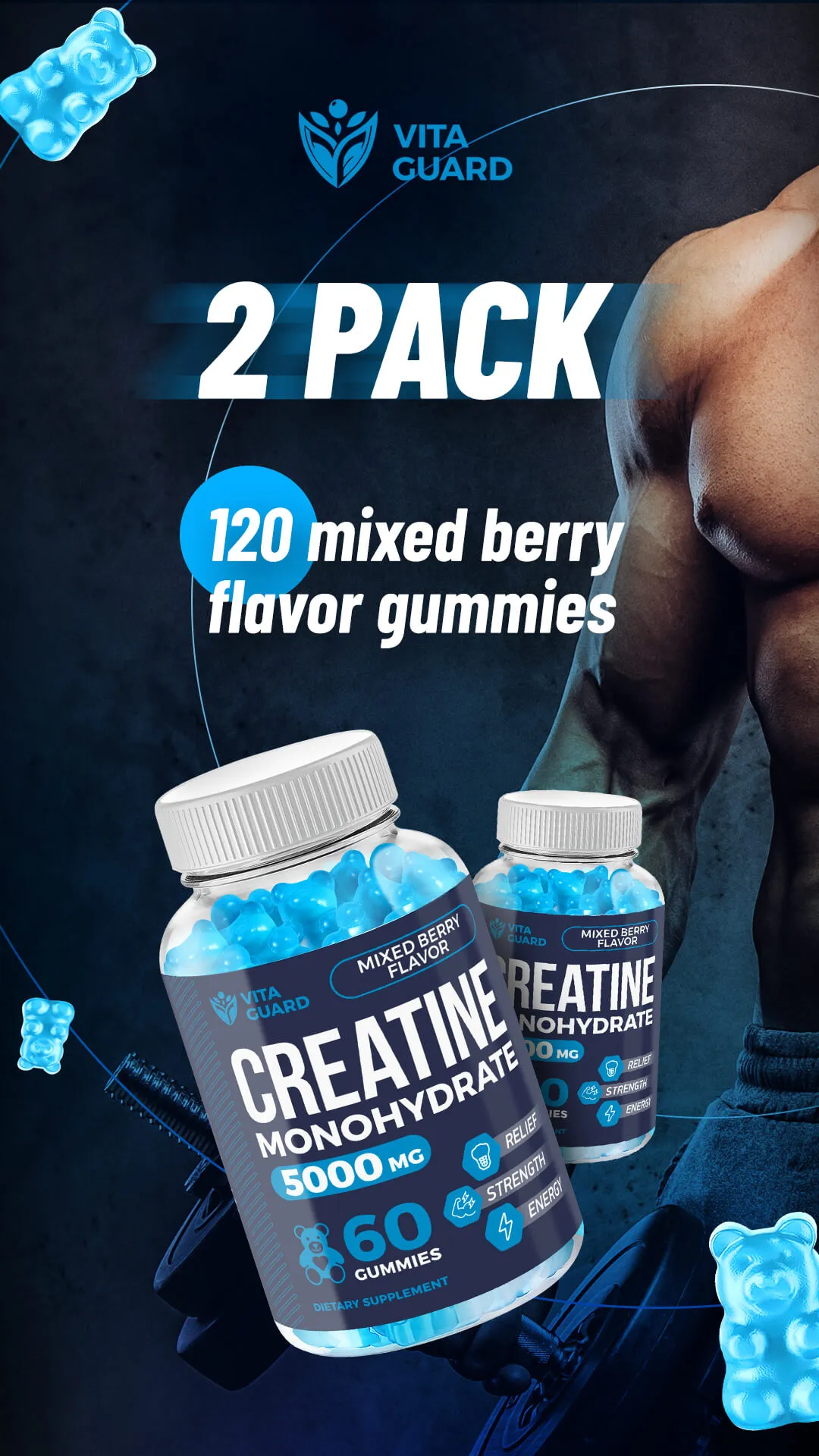 Creatine Monohydrate Gummies 5000mg — Mixed Berry — video preview 8