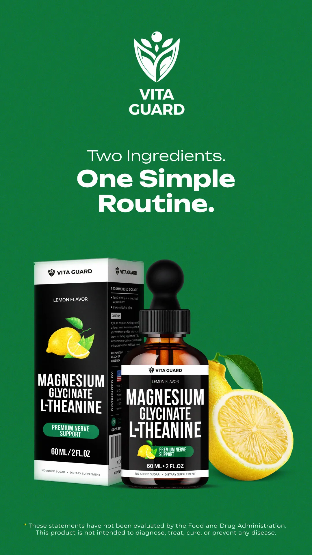 Magnesium Glycinate 500mg + L-Theanine 200mg Liquid Drops — Lemon — video preview 10