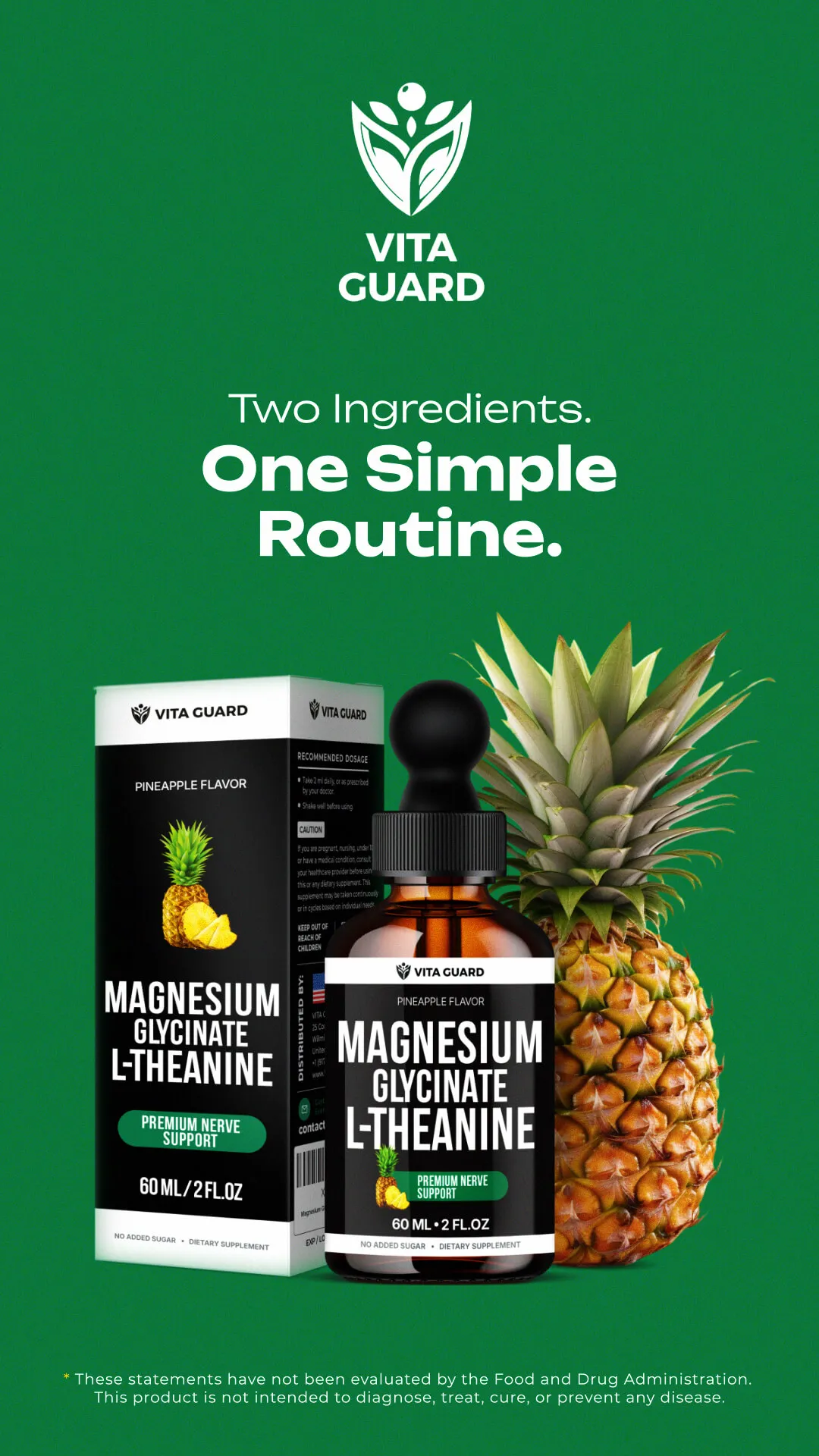 Magnesium Glycinate 500mg + L-Theanine 200mg Liquid Drops — Pineapple — video preview 10