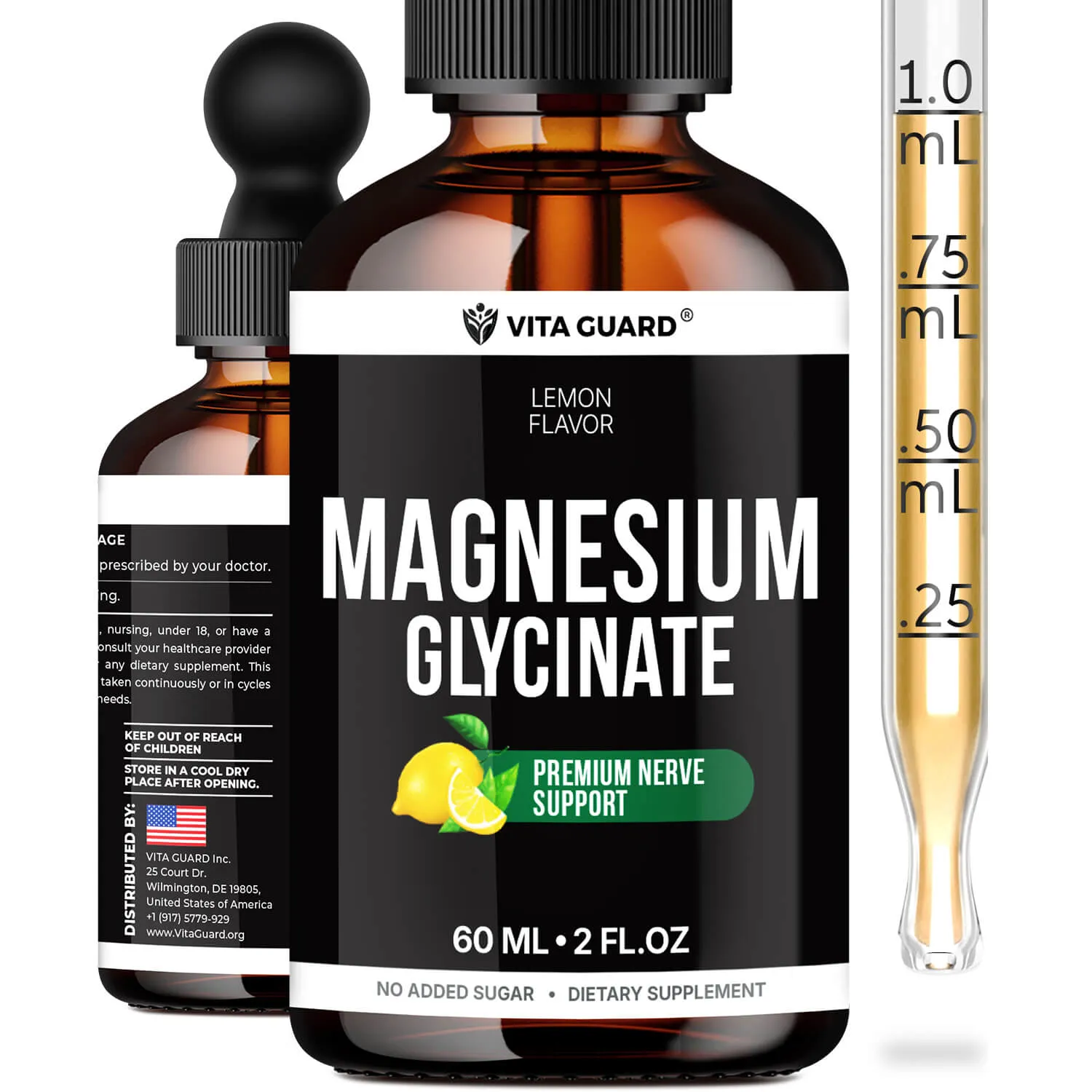 Magnesium Glycinate 500mg Liquid Drops — Lemon — view 2