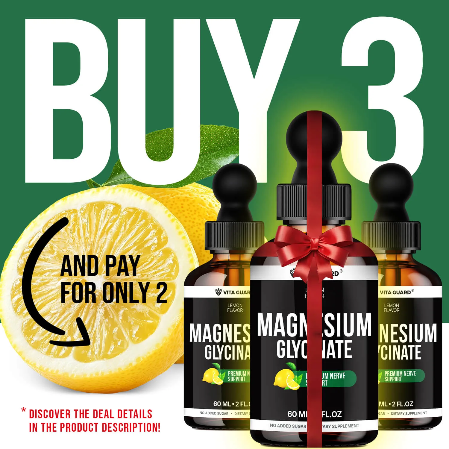 Magnesium Glycinate 500mg Liquid Drops — Lemon — view 3