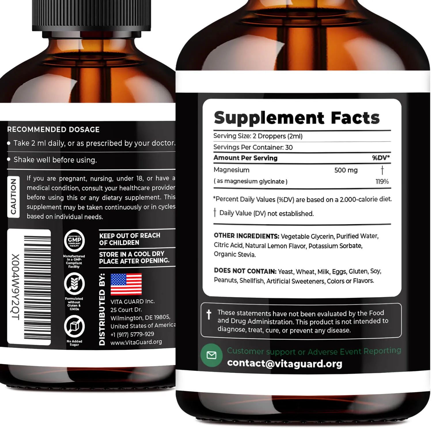 Magnesium Glycinate 500mg Liquid Drops — Lemon — view 4