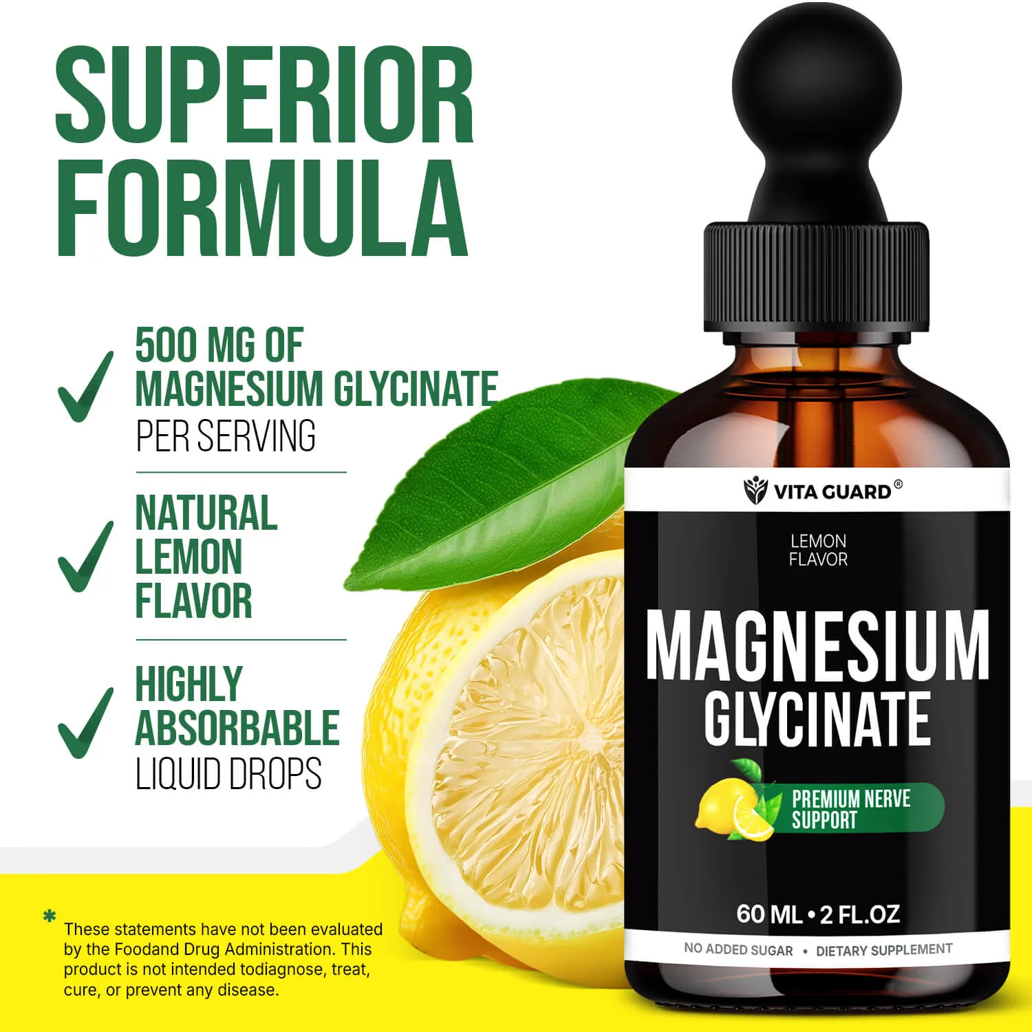 Magnesium Glycinate 500mg Liquid Drops — Lemon — view 5