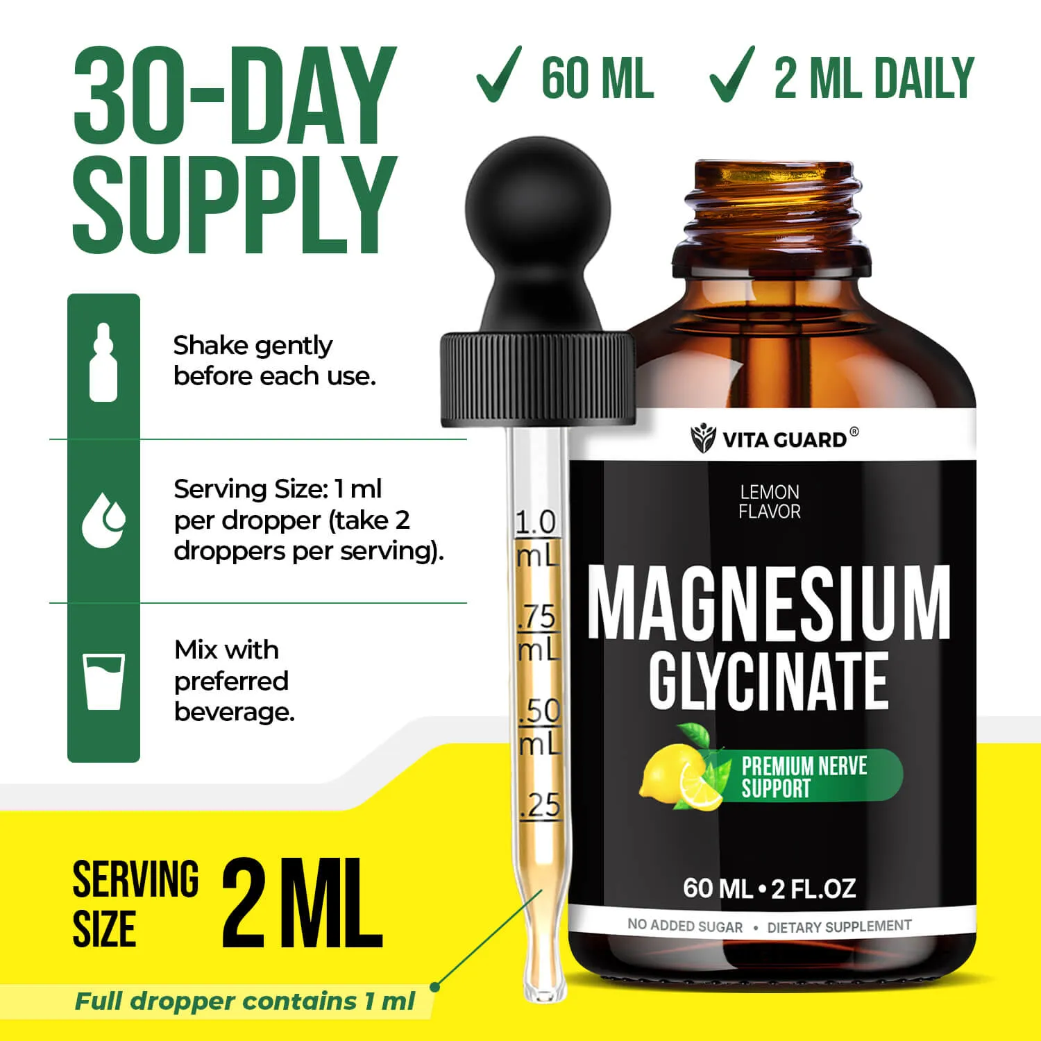 Magnesium Glycinate 500mg Liquid Drops — Lemon — view 6