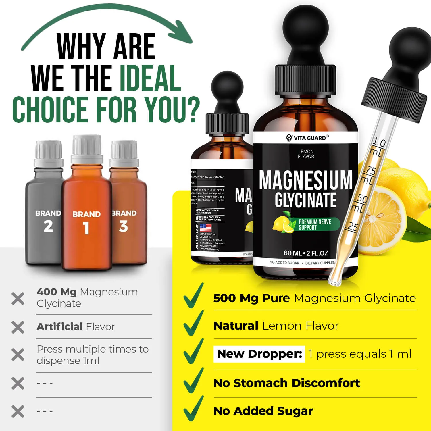 Magnesium Glycinate 500mg Liquid Drops — Lemon — view 8