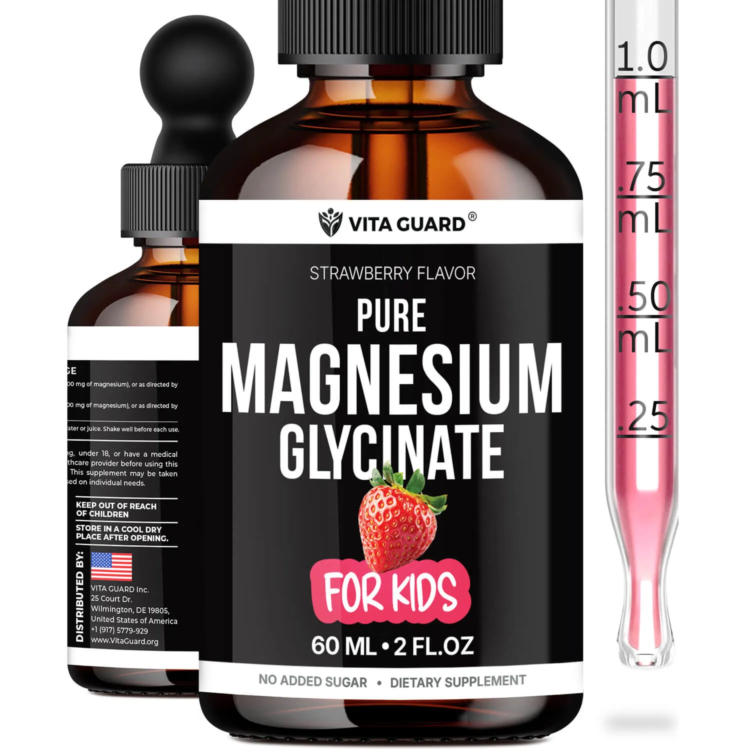 Magnesium Glycinate Liquid Drops for Kids — Strawberry — view 3