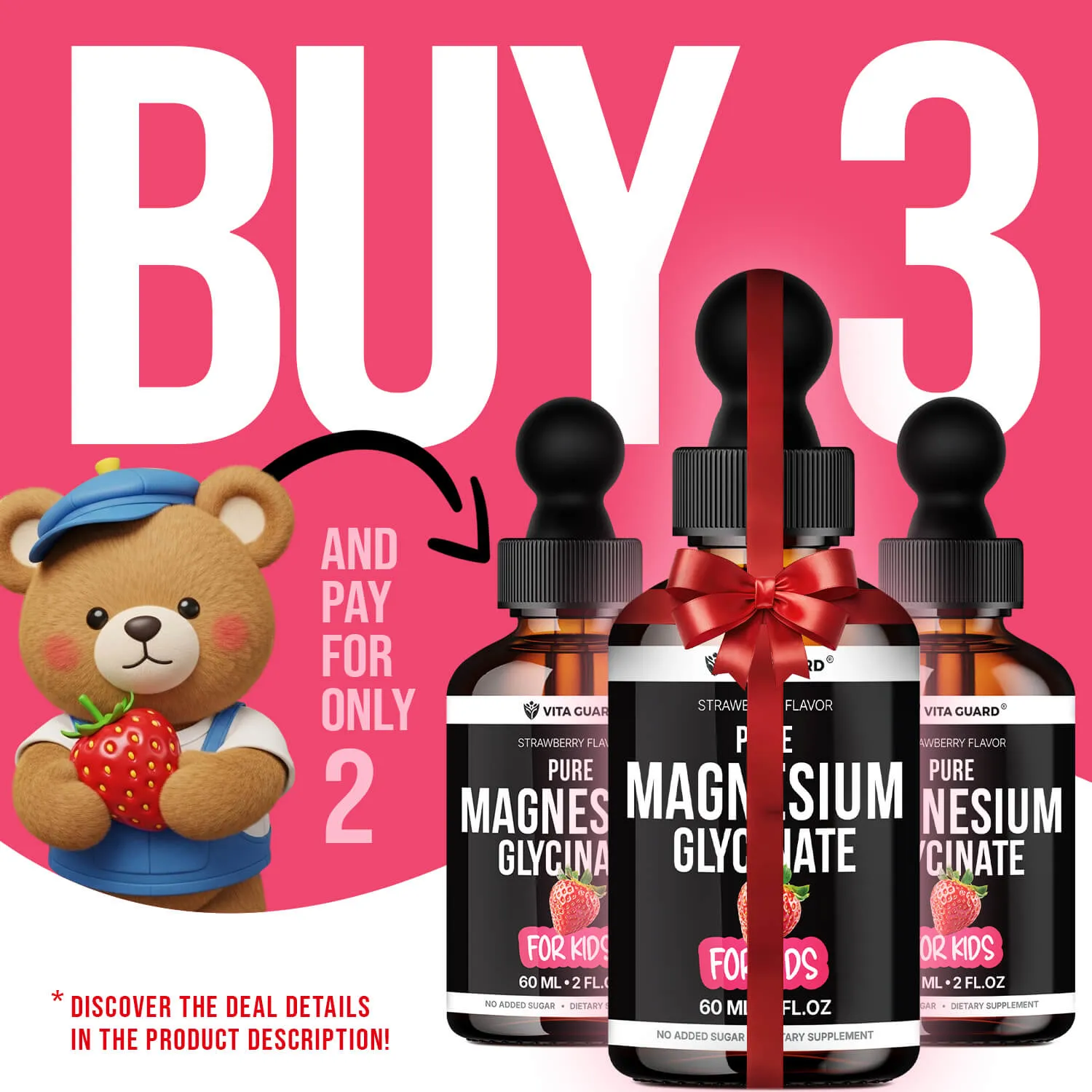 Magnesium Glycinate Liquid Drops for Kids — Strawberry — view 4