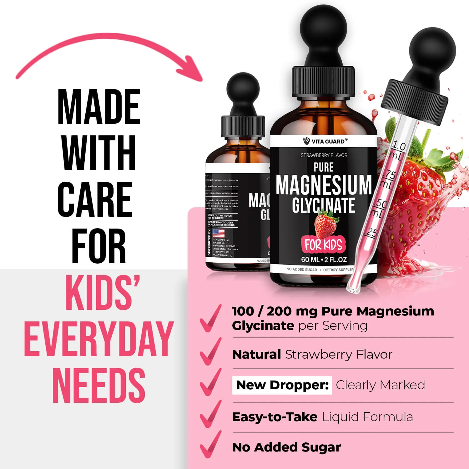 Magnesium Glycinate Liquid Drops for Kids — Strawberry — view 9