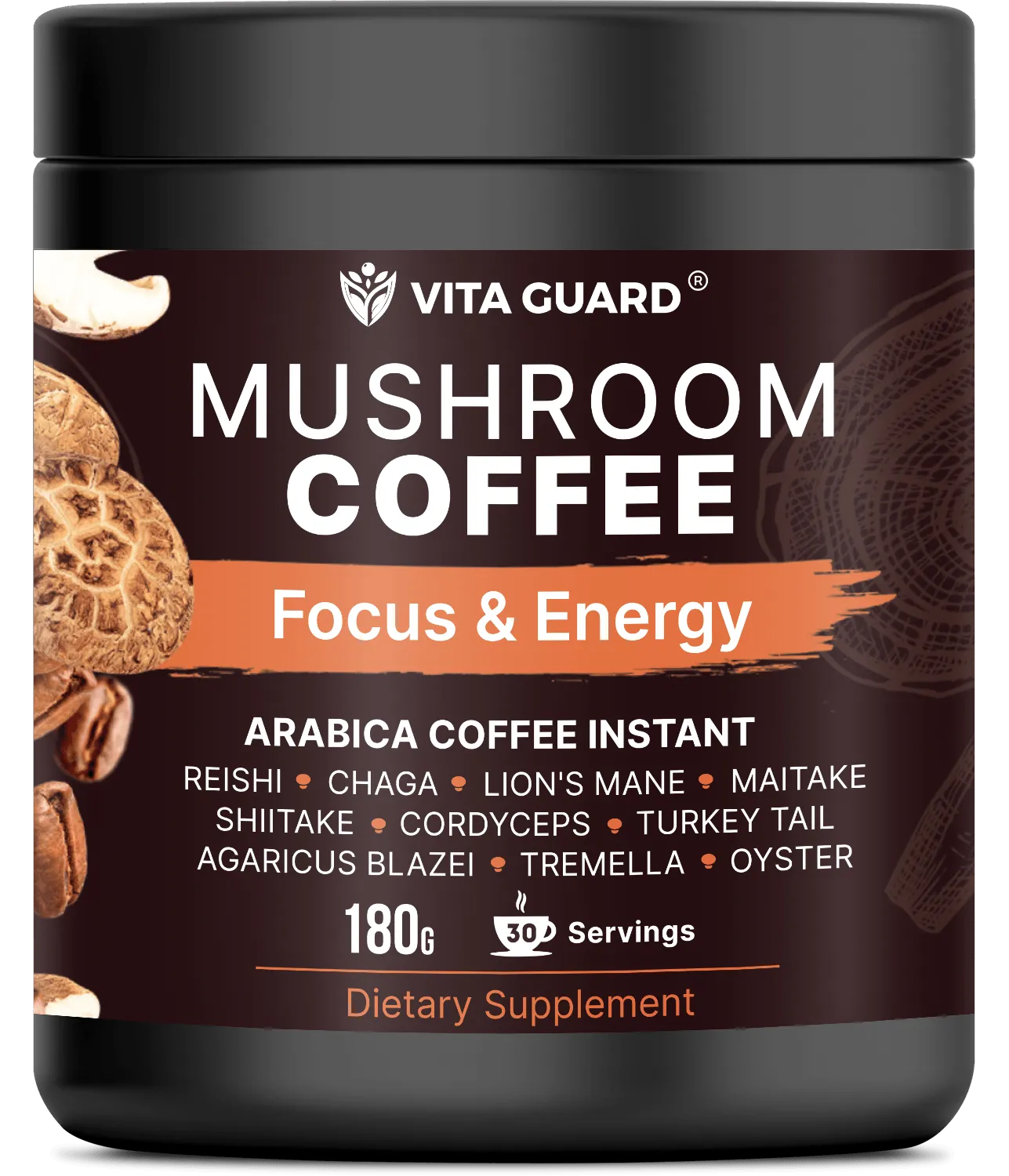Vita Guard 10-in-1 Mushroom Coffee instant blend