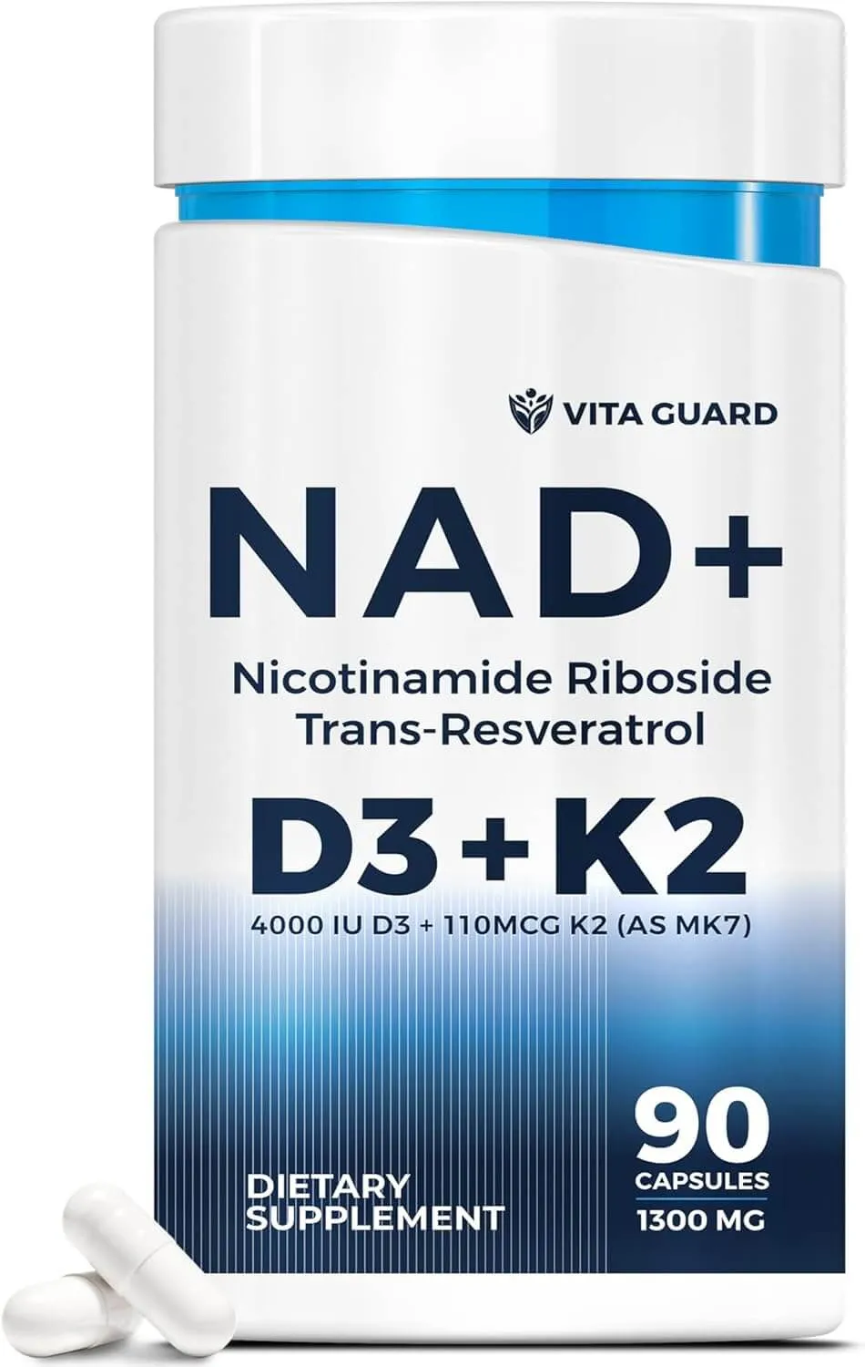 NAD+ 1000mg with Resveratrol, D3 + K2 — Capsules — view 2
