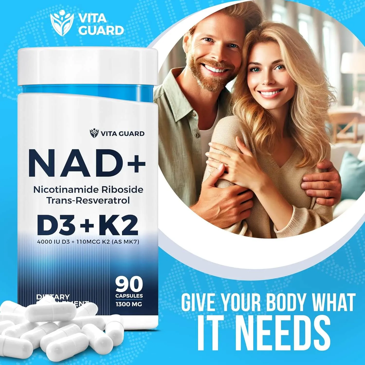 NAD+ 1000mg with Resveratrol, D3 + K2 — Capsules — view 8