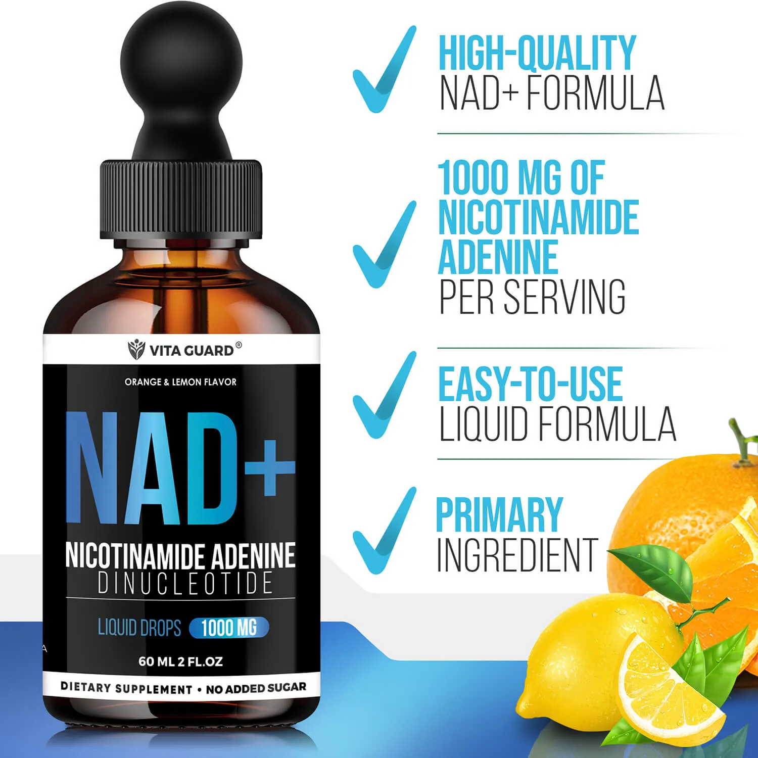 Pure NAD+ 1000mg Liquid Drops — Orange & Lemon — view 5