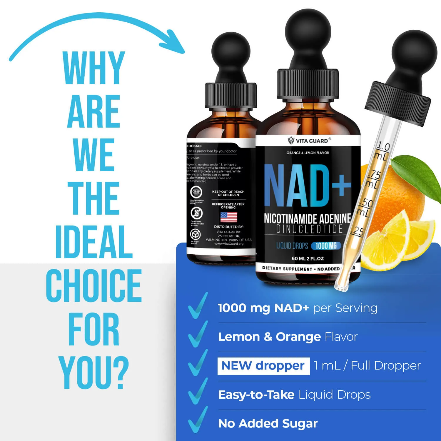 Pure NAD+ 1000mg Liquid Drops — Orange & Lemon — view 8