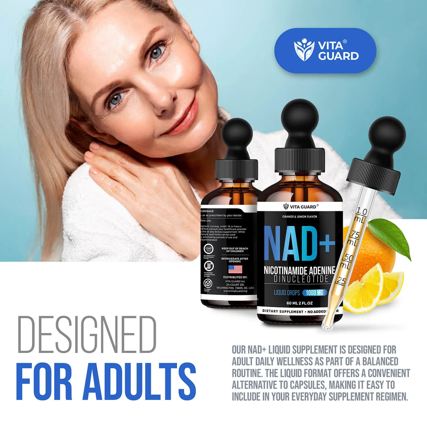 Pure NAD+ 1000mg Liquid Drops — Orange & Lemon — view 9