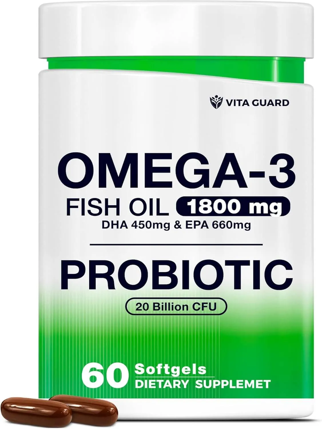 Omega-3 1800mg + Probiotics 20 Billion CFU Softgels — Lemon — view 2