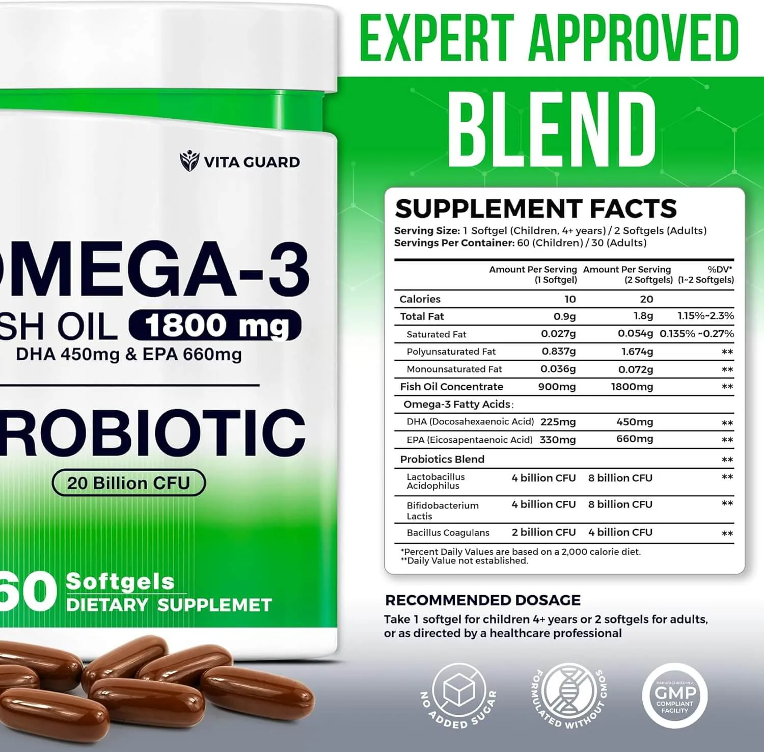 Omega-3 1800mg + Probiotics 20 Billion CFU Softgels — Lemon — view 4