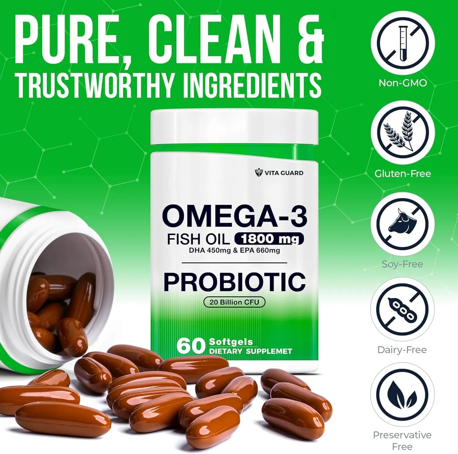 Omega-3 1800mg + Probiotics 20 Billion CFU Softgels — Lemon — view 6