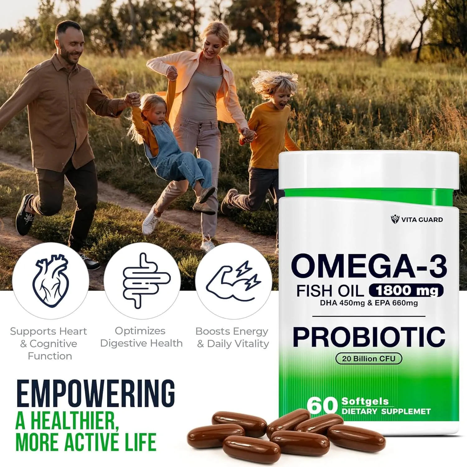 Omega-3 1800mg + Probiotics 20 Billion CFU Softgels — Lemon — view 8