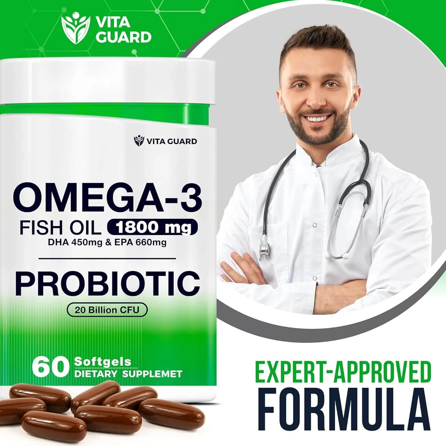Omega-3 1800mg + Probiotics 20 Billion CFU Softgels — Lemon — view 9