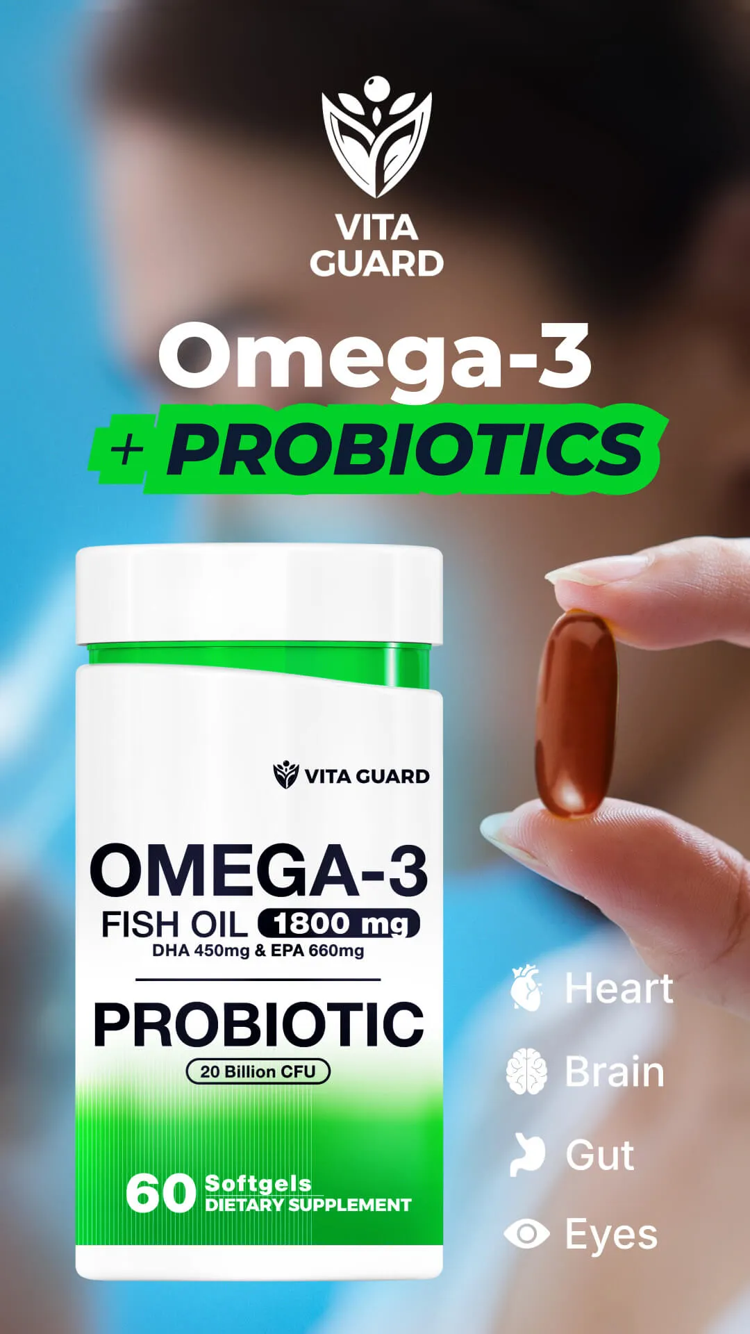Omega-3 1800mg + Probiotics 20 Billion CFU Softgels — Lemon — video preview 11