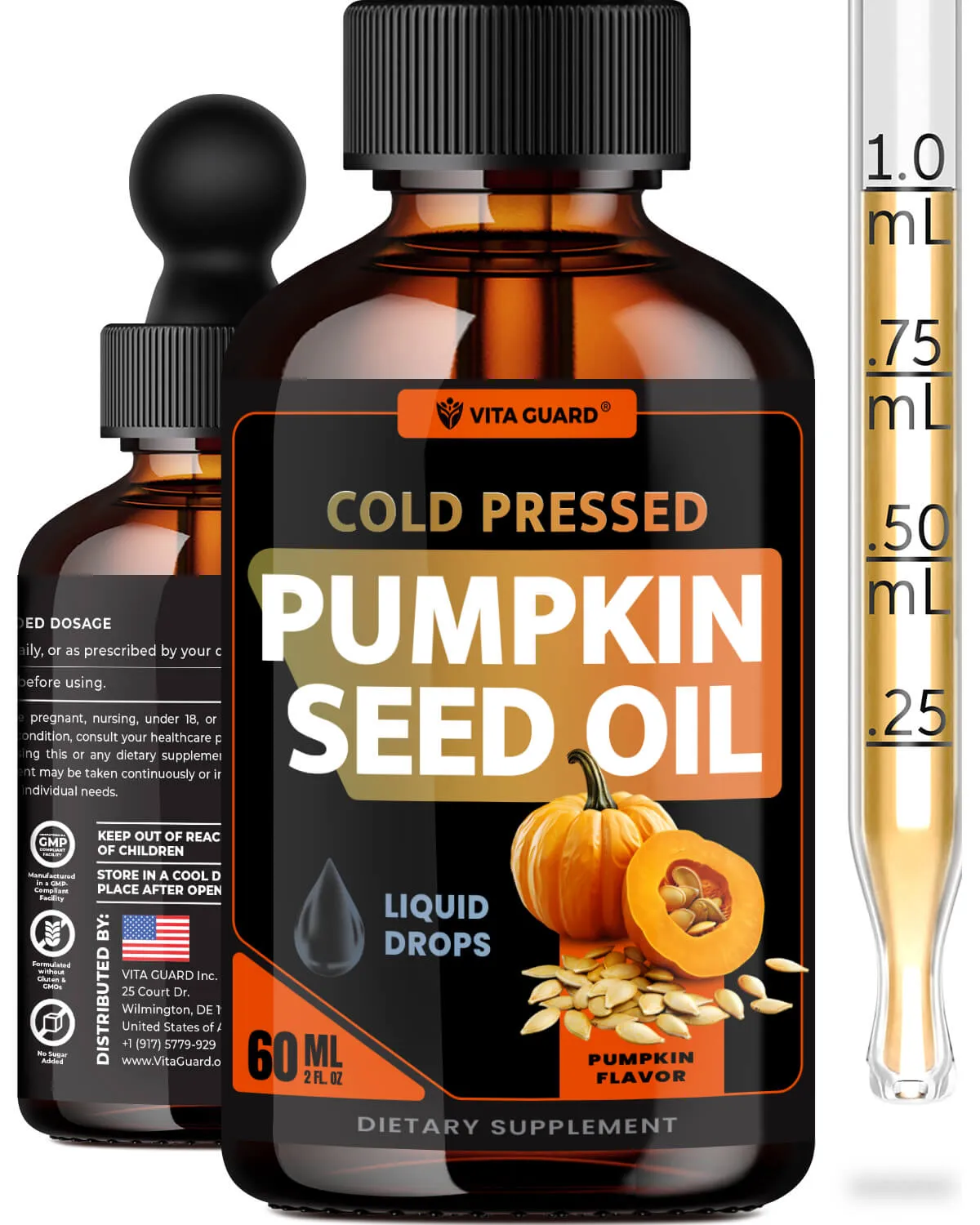 Cold-Pressed Pumpkin Seed Oil 2000mg Liquid Drops — view 2