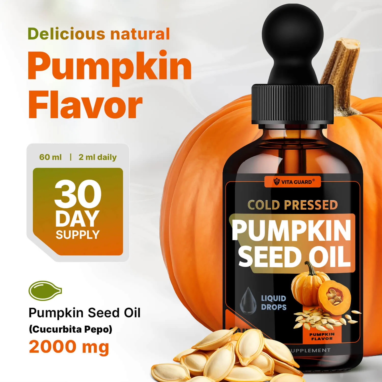 Cold-Pressed Pumpkin Seed Oil 2000mg Liquid Drops — view 5