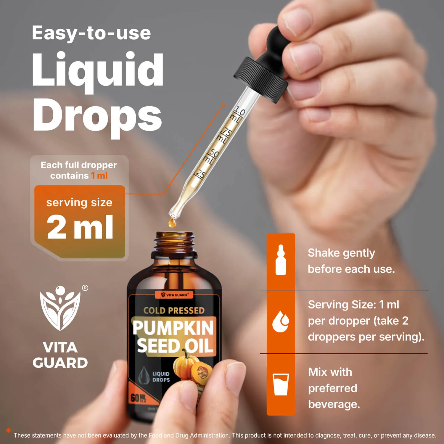Cold-Pressed Pumpkin Seed Oil 2000mg Liquid Drops — view 7