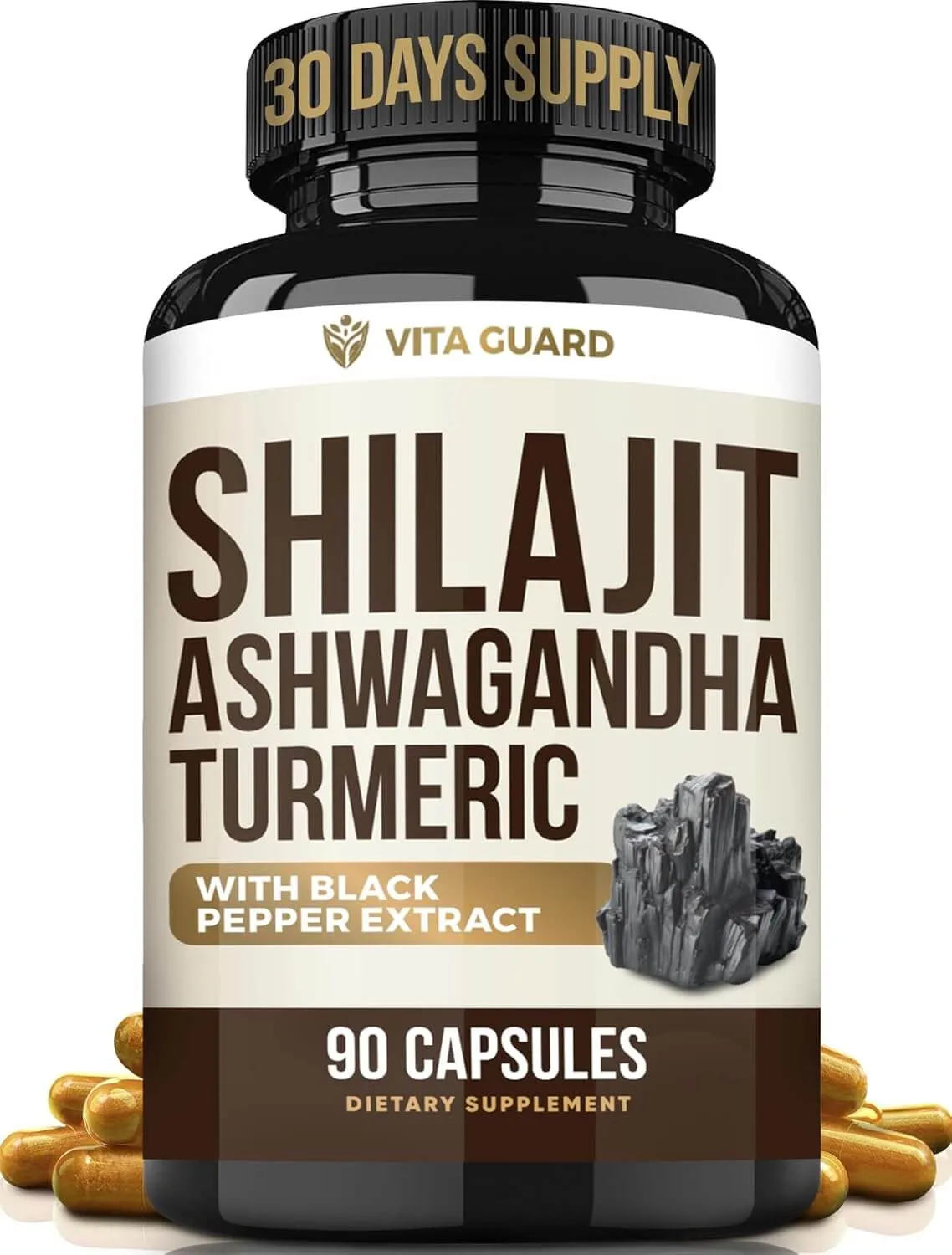 Himalayan Shilajit + Ashwagandha + Turmeric Capsules — with Black Pepper — view 2