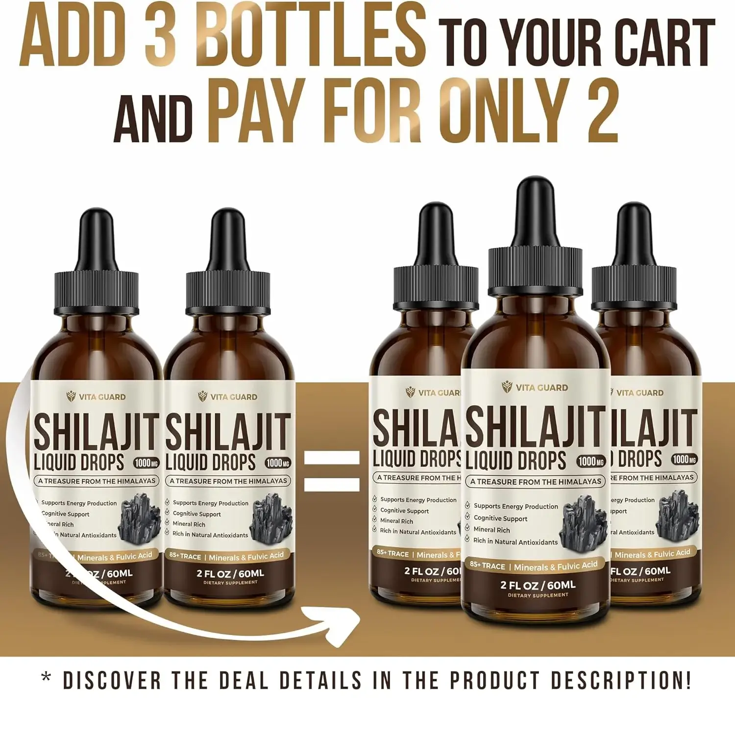 Himalayan Shilajit 1000mg + Ayurvedic Herbal Blend Liquid Drops — view 3