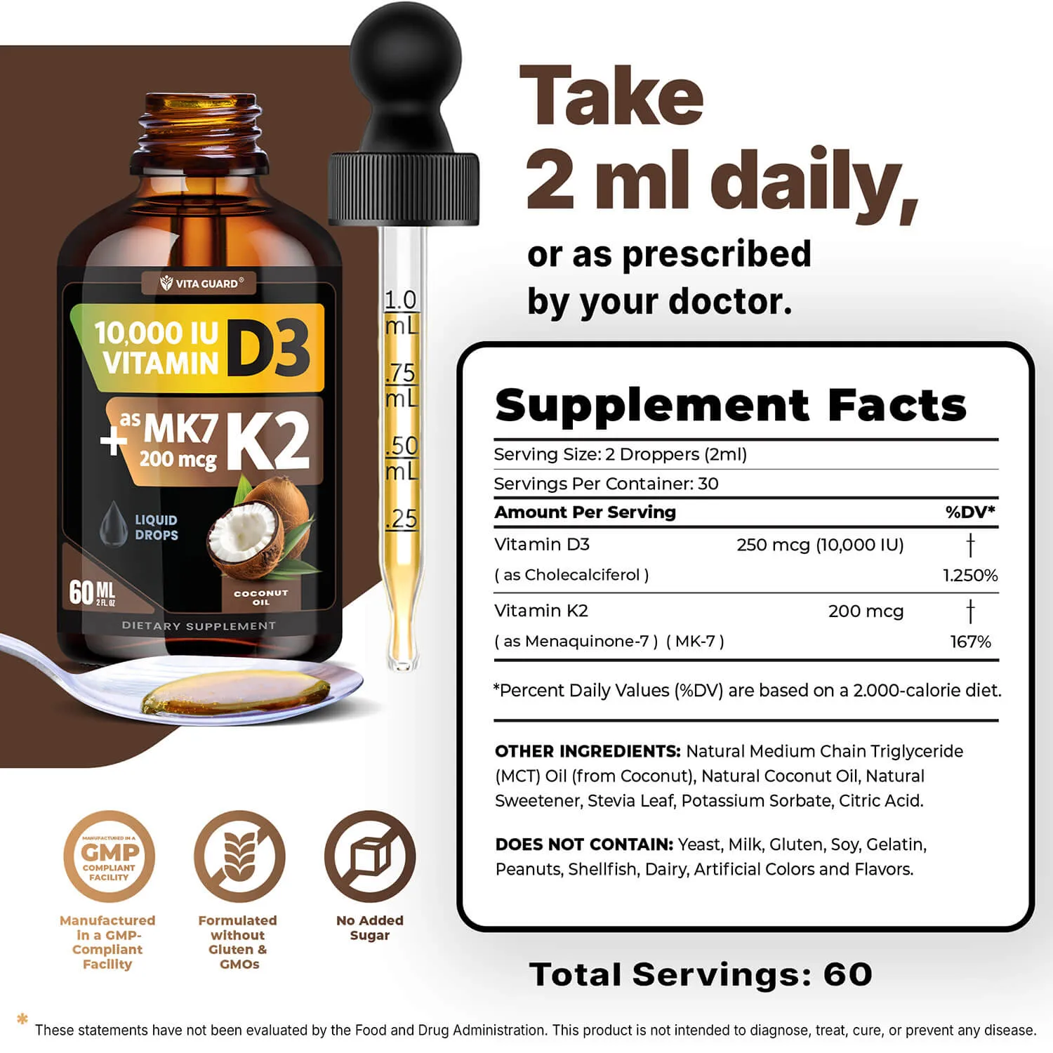 Vitamin D3 10,000 IU + K2 200mcg Liquid Drops — Twin Pack — view 4