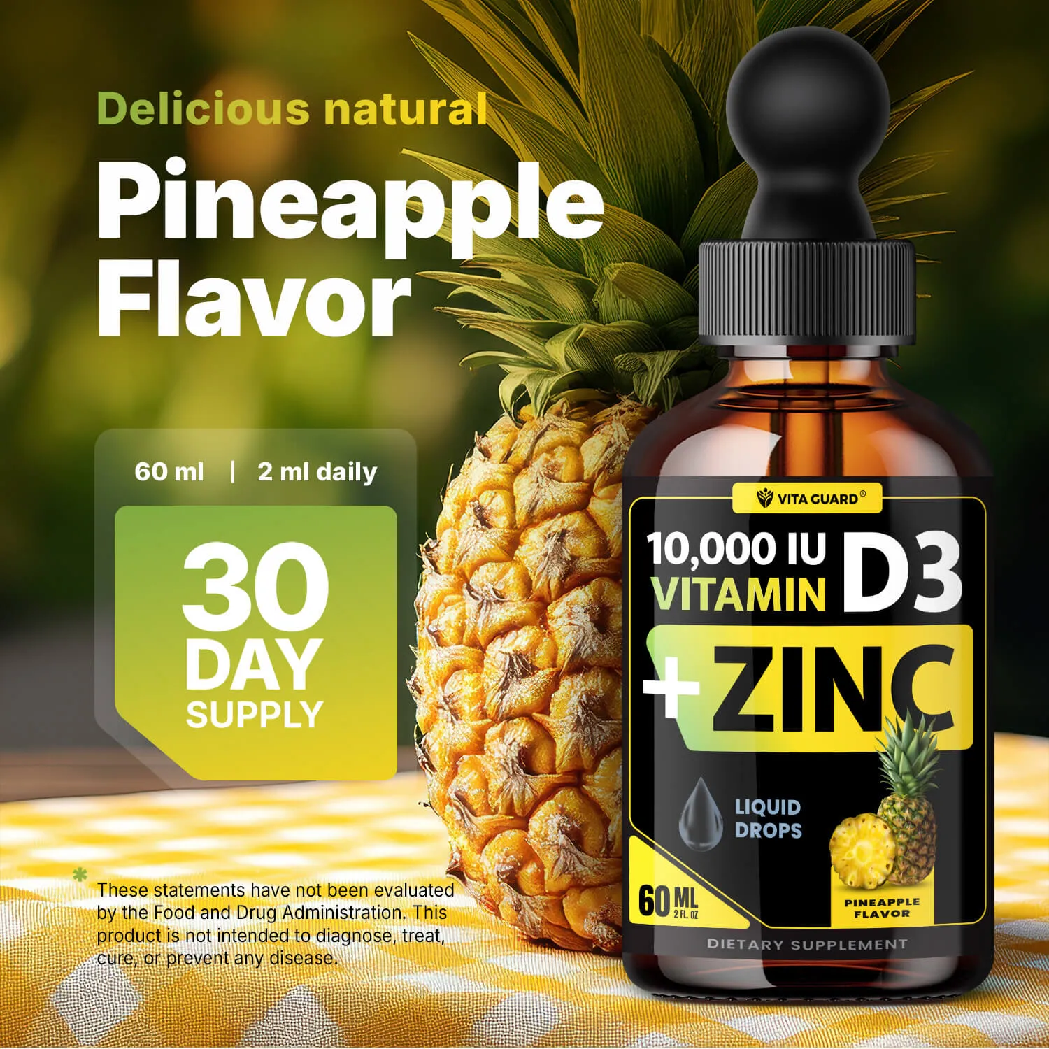 Vitamin D3 10,000 IU + Zinc Liquid Drops — Pineapple — view 6