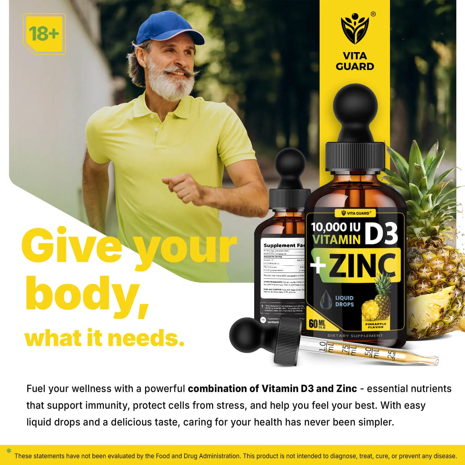 Vitamin D3 10,000 IU + Zinc Liquid Drops — Pineapple — view 9