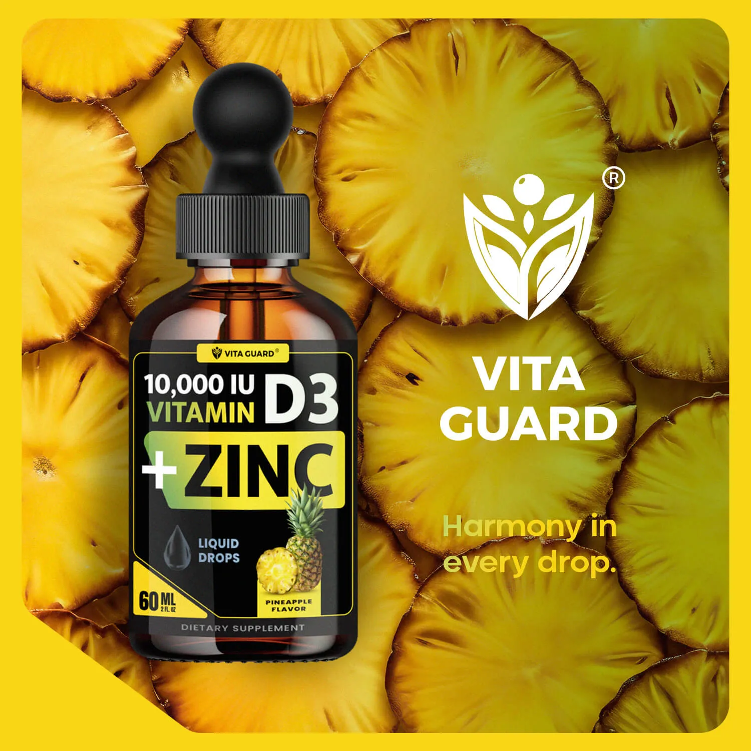 Vitamin D3 10,000 IU + Zinc Liquid Drops — Pineapple — view 10