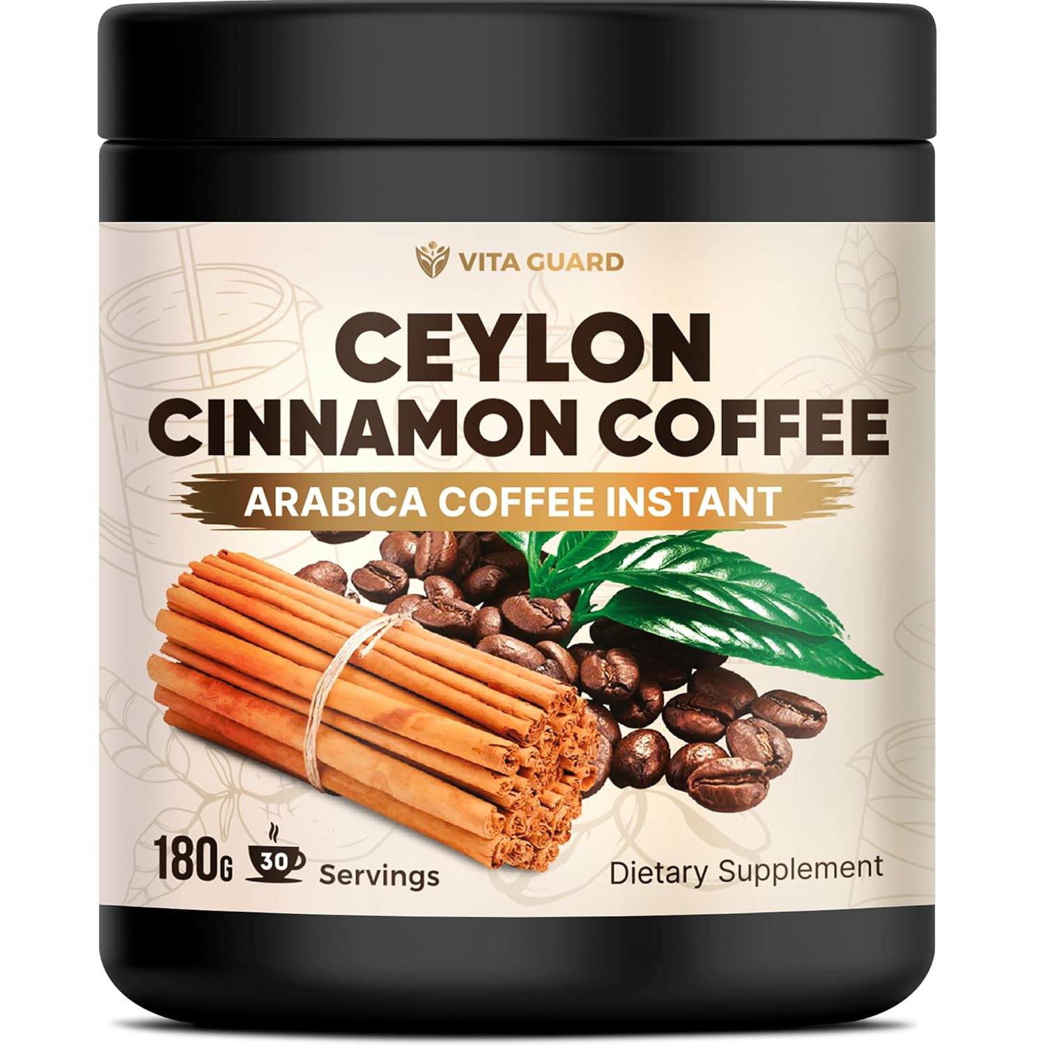Ceylon Cinnamon Coffee – 60 Servings – Premium Gourmet Blend with Non-GMO Beans – Supports Heart Health & Digestion – Antioxidant-Rich, Naturally Sweet, Low-Acid Coffee for Energy & Metabolism Boost
